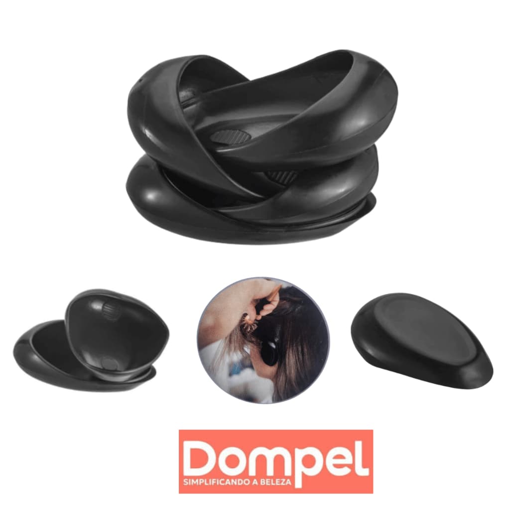Kit 4 Protetor de Orelha Silicone Cabelo Tintura Profissional Preto 2 Pares Dompel