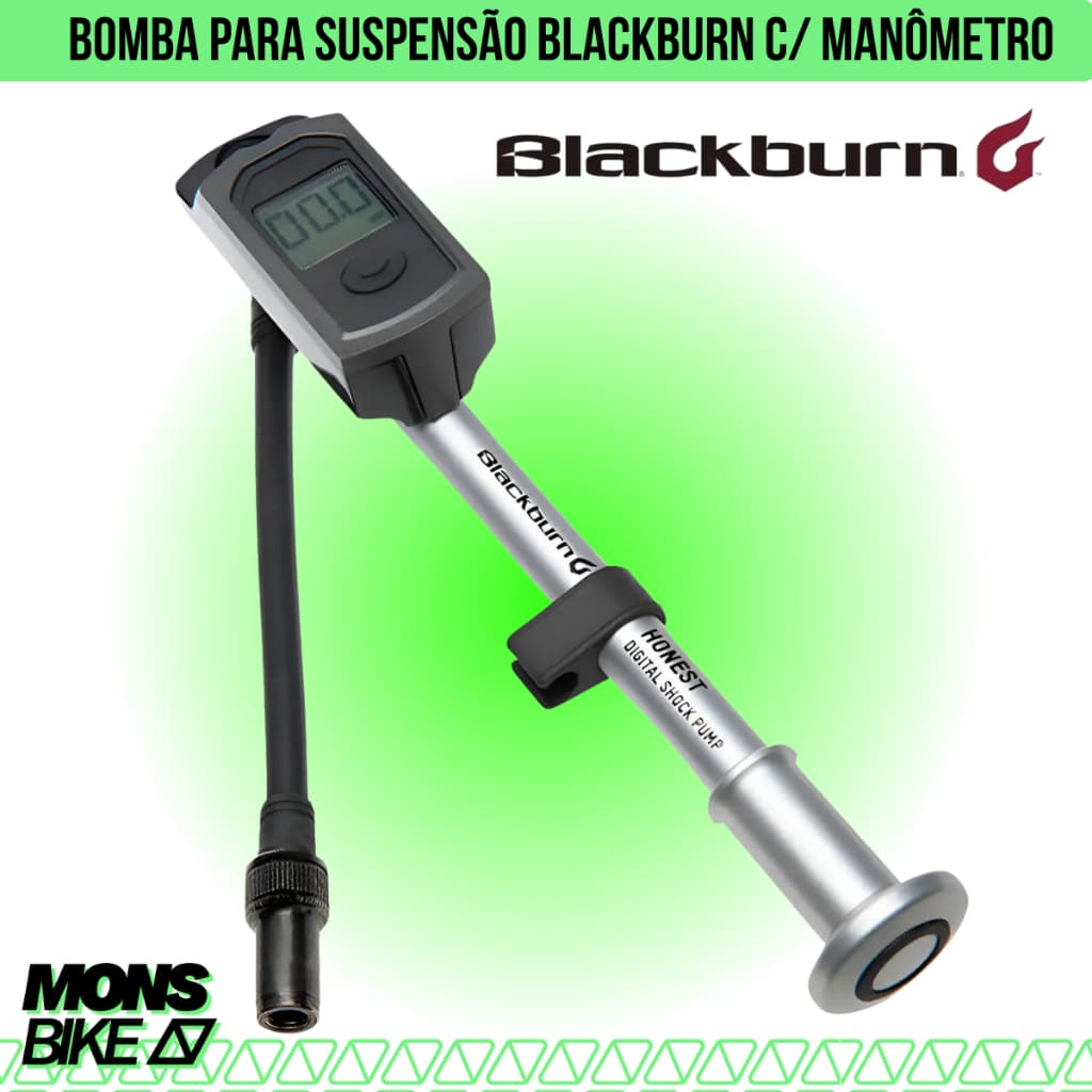 Bomba Manual Calibrador Blackburn Honest 350 PSI Com Manômetro Digital Para Suspensão E Shock Bike