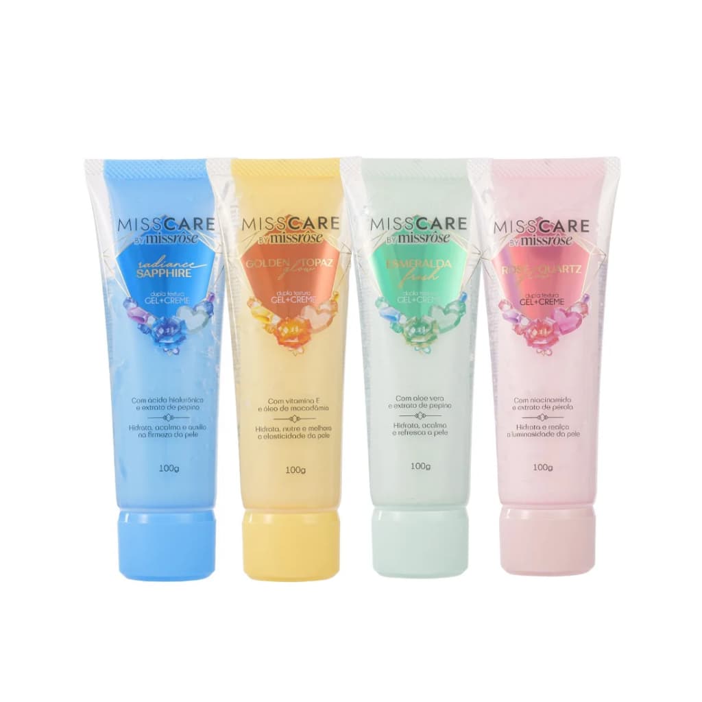 Hidratante Corporal Gel Creme MissCare Colecao Pedras Preciosas Niacinamida Hialuronico Aloe Vera
