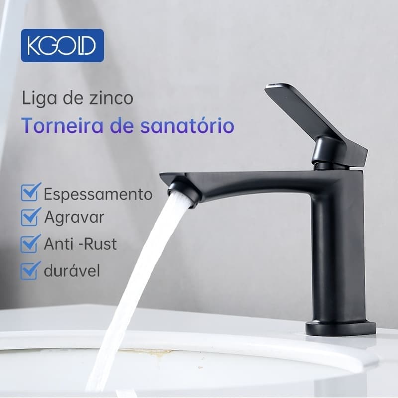 Torneira Monocomando de Banheiro Lavabo Luxo Metal Preto Cromado Moderna de Alta Qualidade