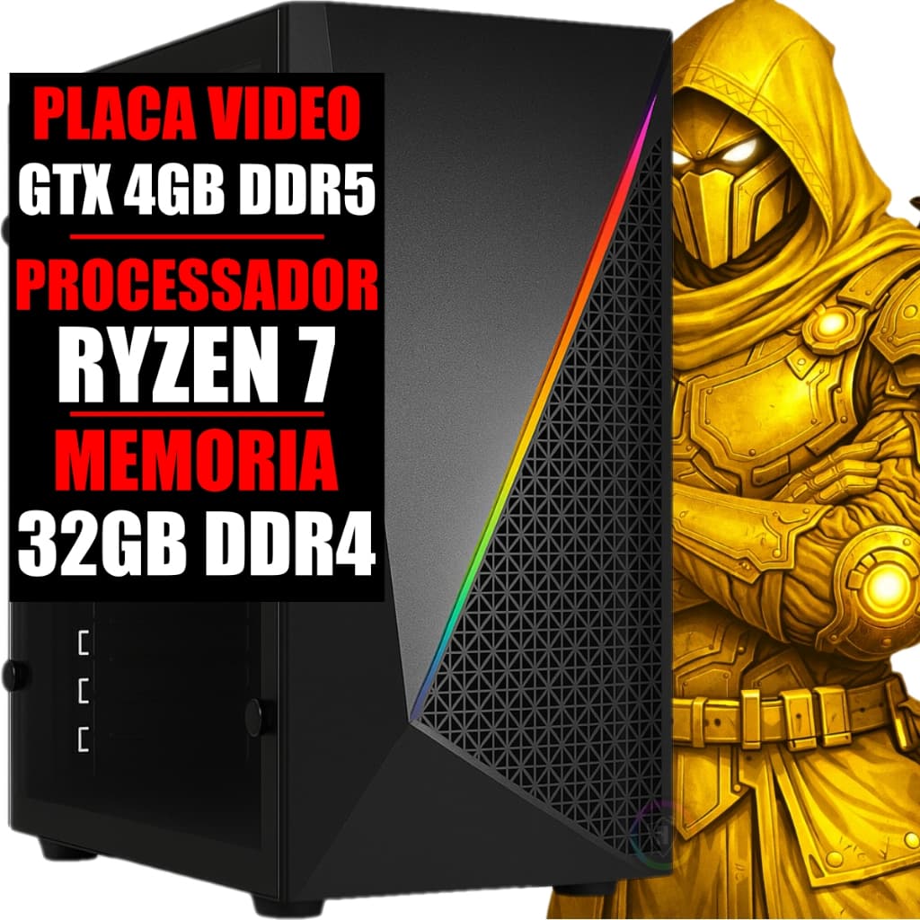 PC GAMER DDR4 GEFORCE GTX 4GB DDR5, RYZEN 7 3.7GHZ, 32GB RAM, SSD 480GB