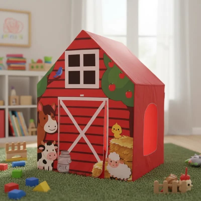 Casinha Barraca Cabana Toca Fazendinha Desmontável Infantil Fazenda Animais Presente Menino Menina