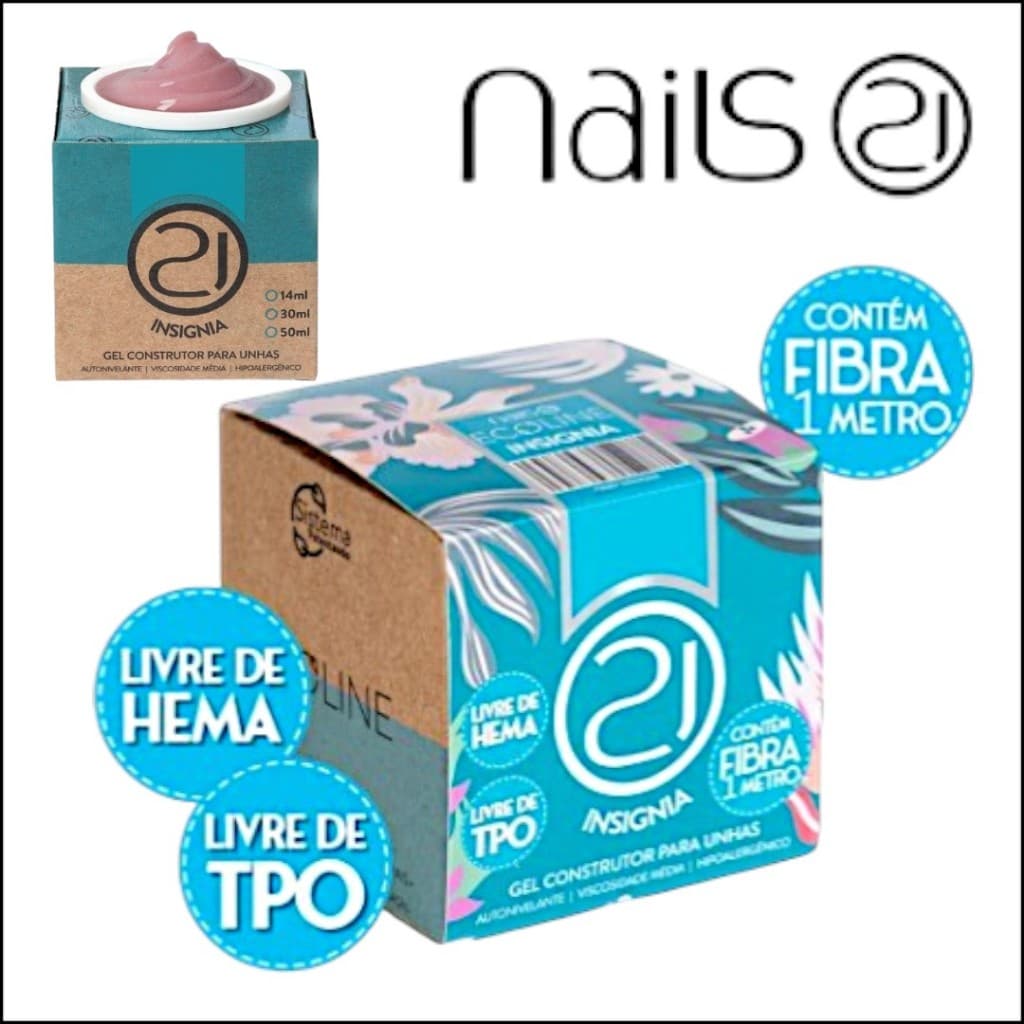 Gel Construtor Insignia Ecoline Nails 21 - Alongamento de Unhas - 34gr - Sem TPO e Hemma