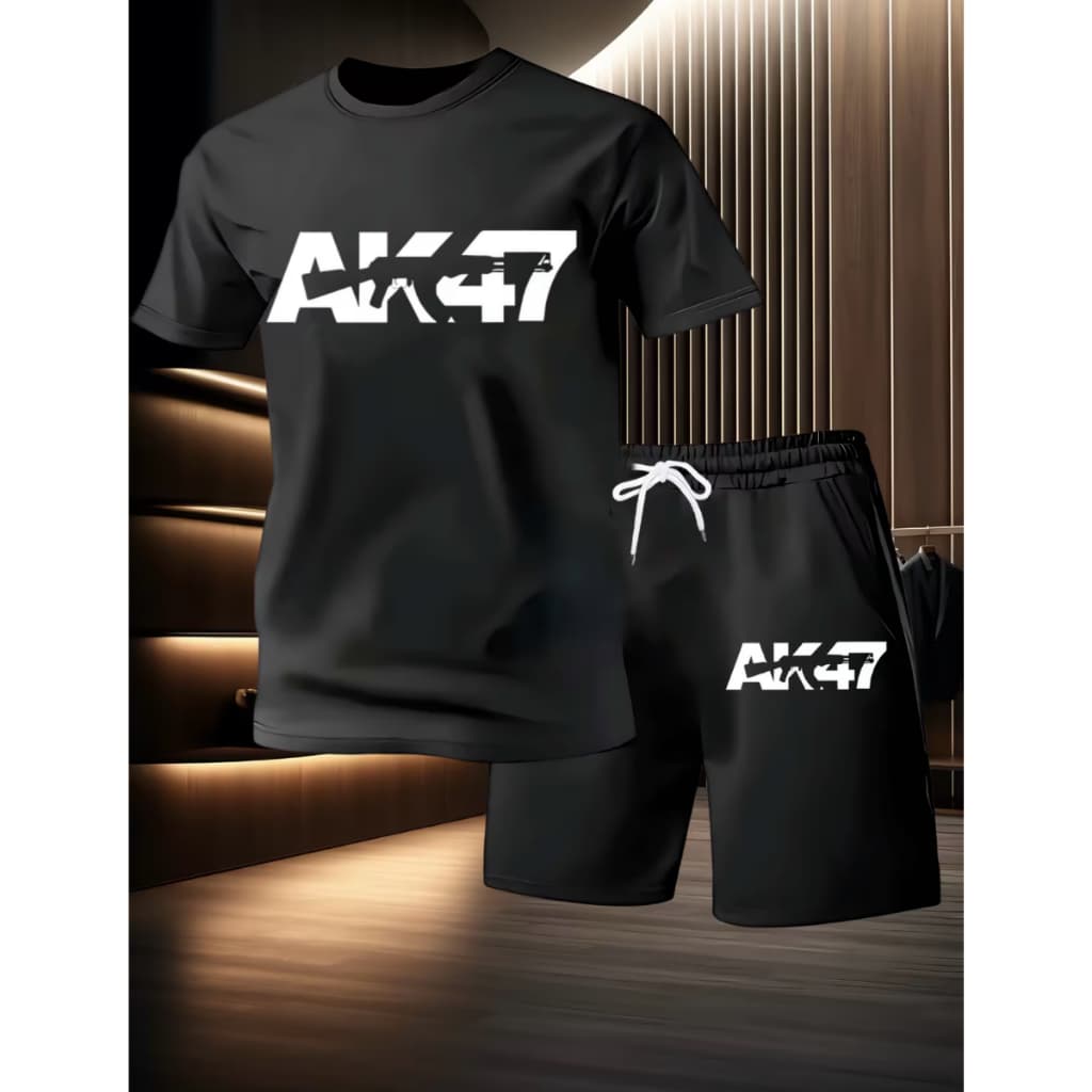 Kit Masculino Camiseta Camisa DryFit + Short Bermuda Tectel Estiloso AK47 Moderno