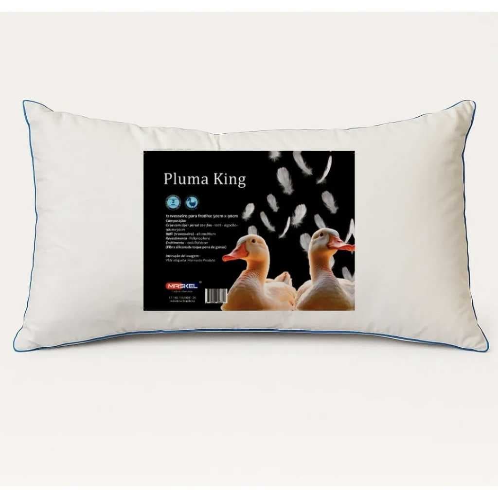 Travesseiro Pluma King 50x90 Percal 200 Fios Hotel Lavável Maskel Branco