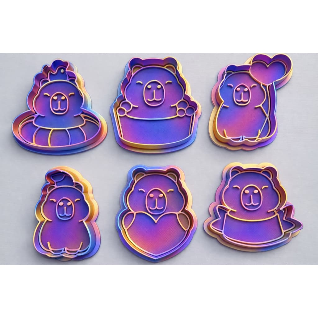 Kit Cortadores de Biscoito Capivara Love com Carimbo – Molde Decorativo para Cookies, Fondant e Confeitaria Criativa