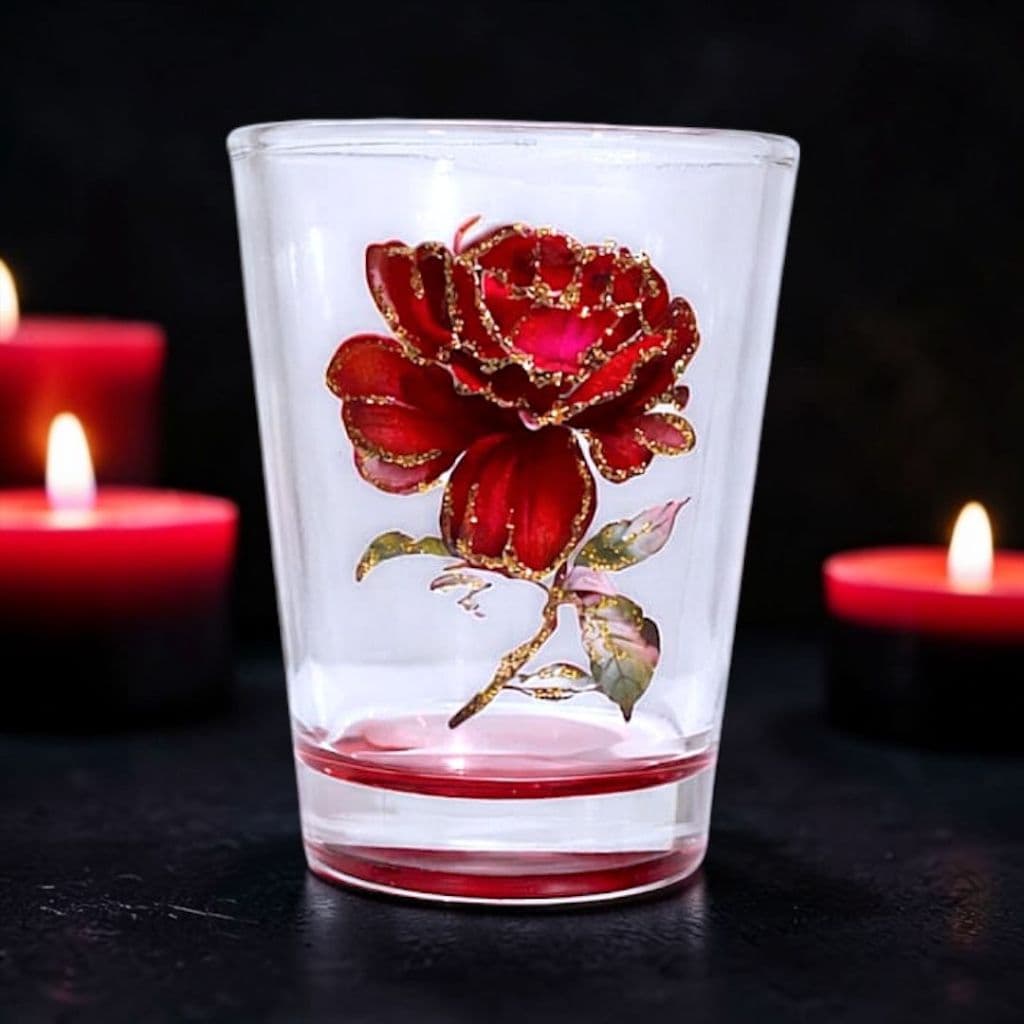 Copo Dose Flor Vermelha Com Brilho Pomba Gira 40ml Umbanda Vermelho Adicionar aos favoritos
