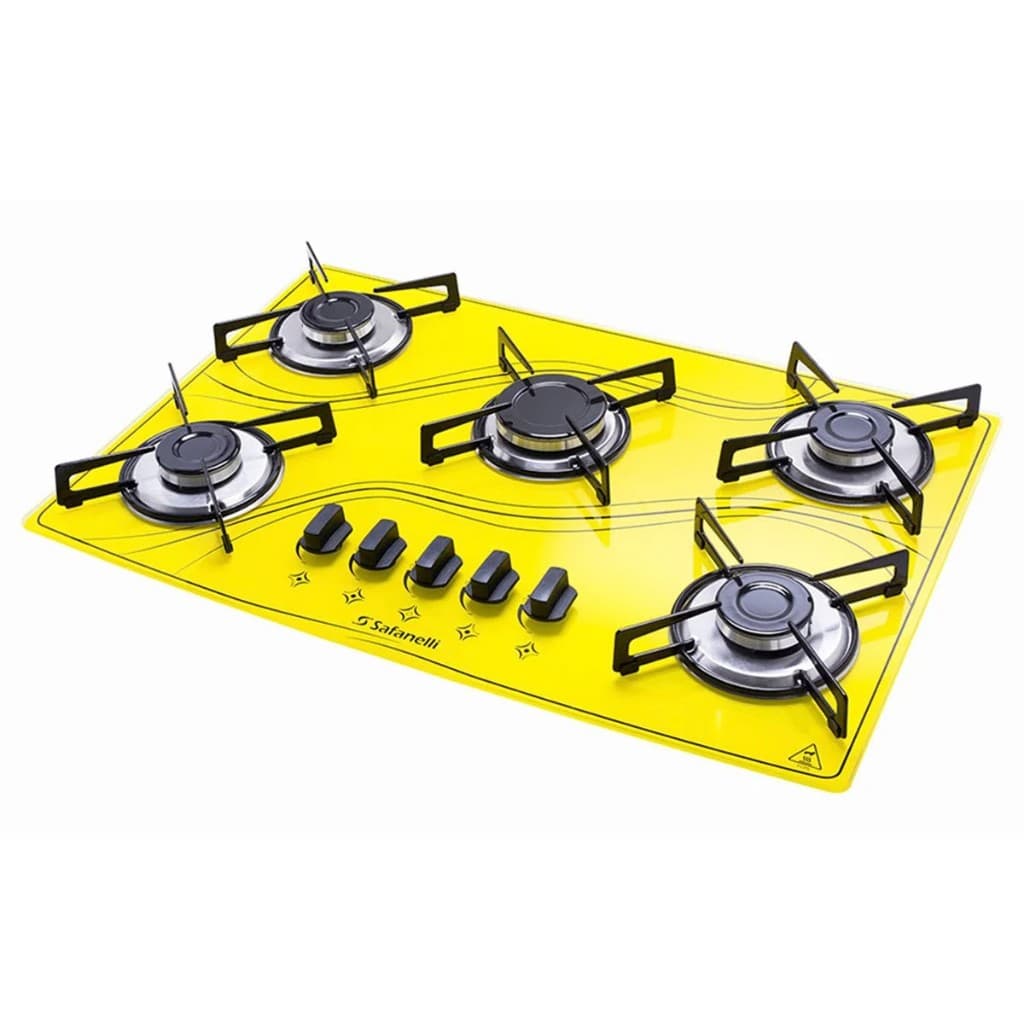 Cooktop 5 Bocas a Gás Safanelli Lines Amarelo