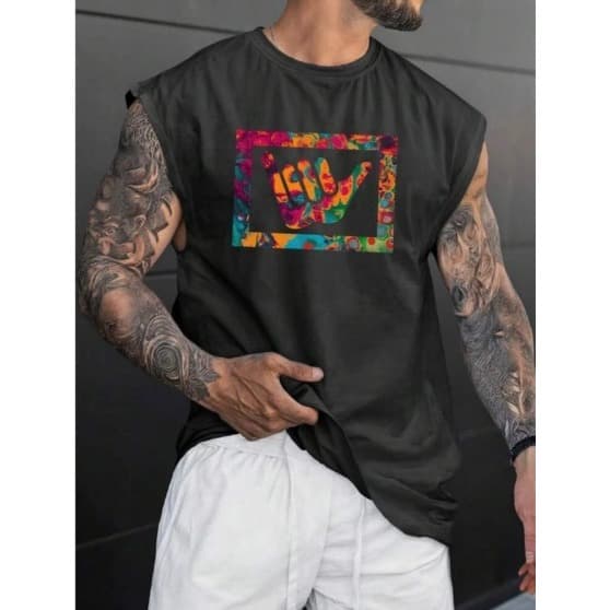 CAMISETA REGATA MACHÃO OVERSIZED MASCULINO ESTAMPADA  UNISSEX CASUAL TREINO CORRIDA ACADEMIA