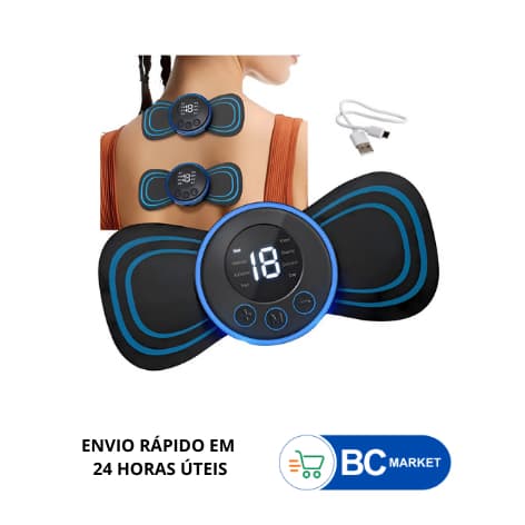 Massageador Portátil Recarregável Dor Pescoço Coluna Pernas Braços na cor Preto