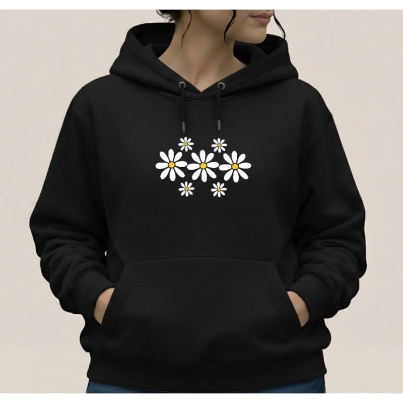 Moletom Feminino Casaco Estampa Girassol Delicada Algodão Moda Inverno Capuz Novidade