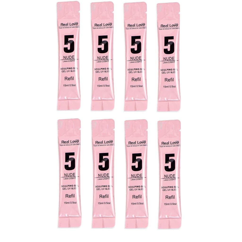 Kit 8 Sachês Refil Sculping Gel Unhas Light 15ml - Real Love