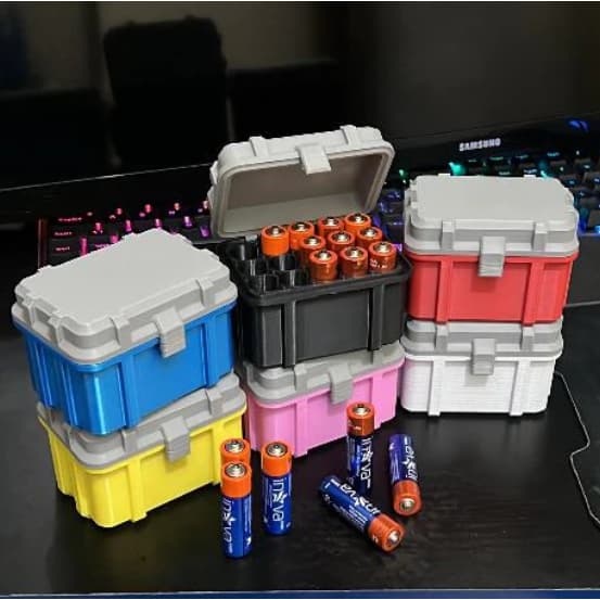 Case Porta Pilhas modelos AA - AAA - box dispenser capacidade de até 15 pilhas - Várias Cores