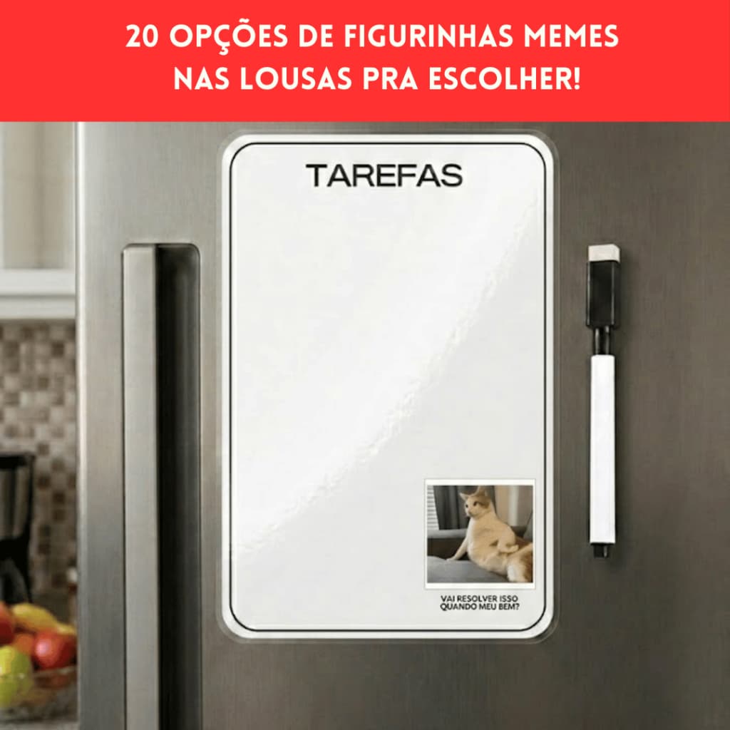 Lousa magnética, quadro de tarefas, imã de geladeira, lousa de memes de gatinhos e cachorros 30x20