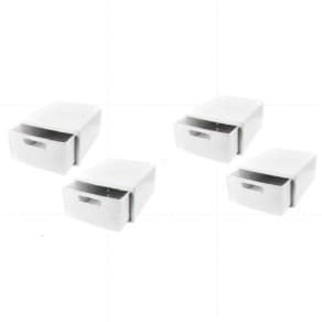 KIT 4 Gaveteiros Modular MELHOR PREÇO Decoração Rattan Porta Calçado Empilhável 33x14,5x26,5cm Branco 254 Nitron