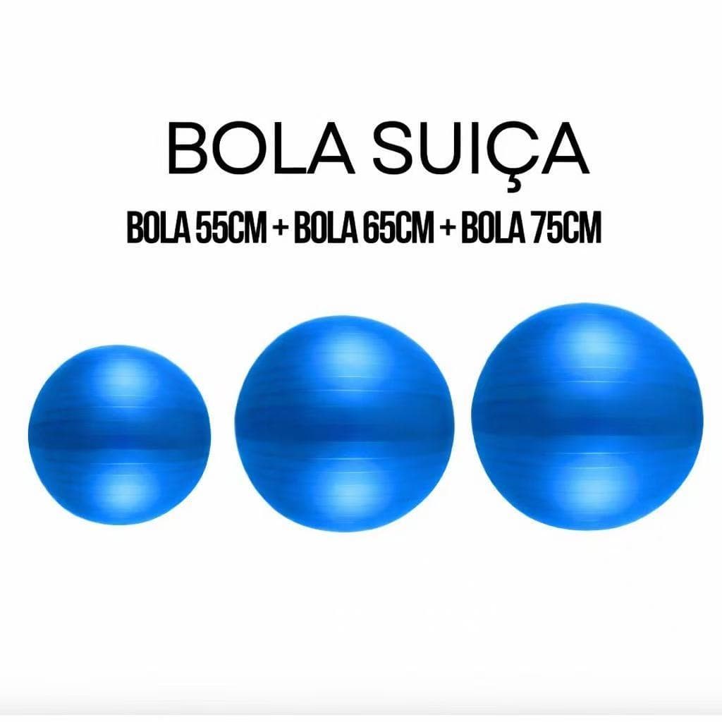 Bola de Yoga Suíça 55cm +65cm+ 75cm Anti Burst Pilates Academia Fitness