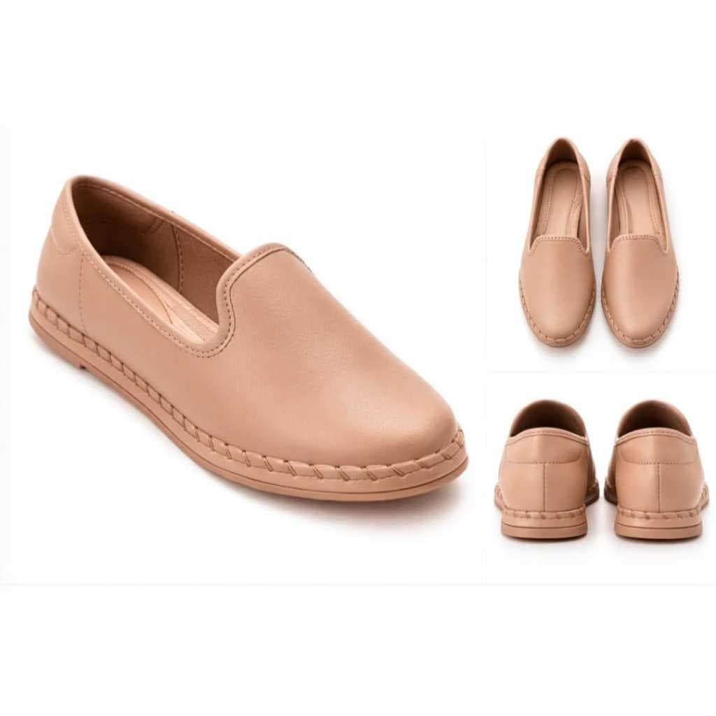 Sapato Sapatilha Slip-On Beira Rio Bege Nude Feminino
