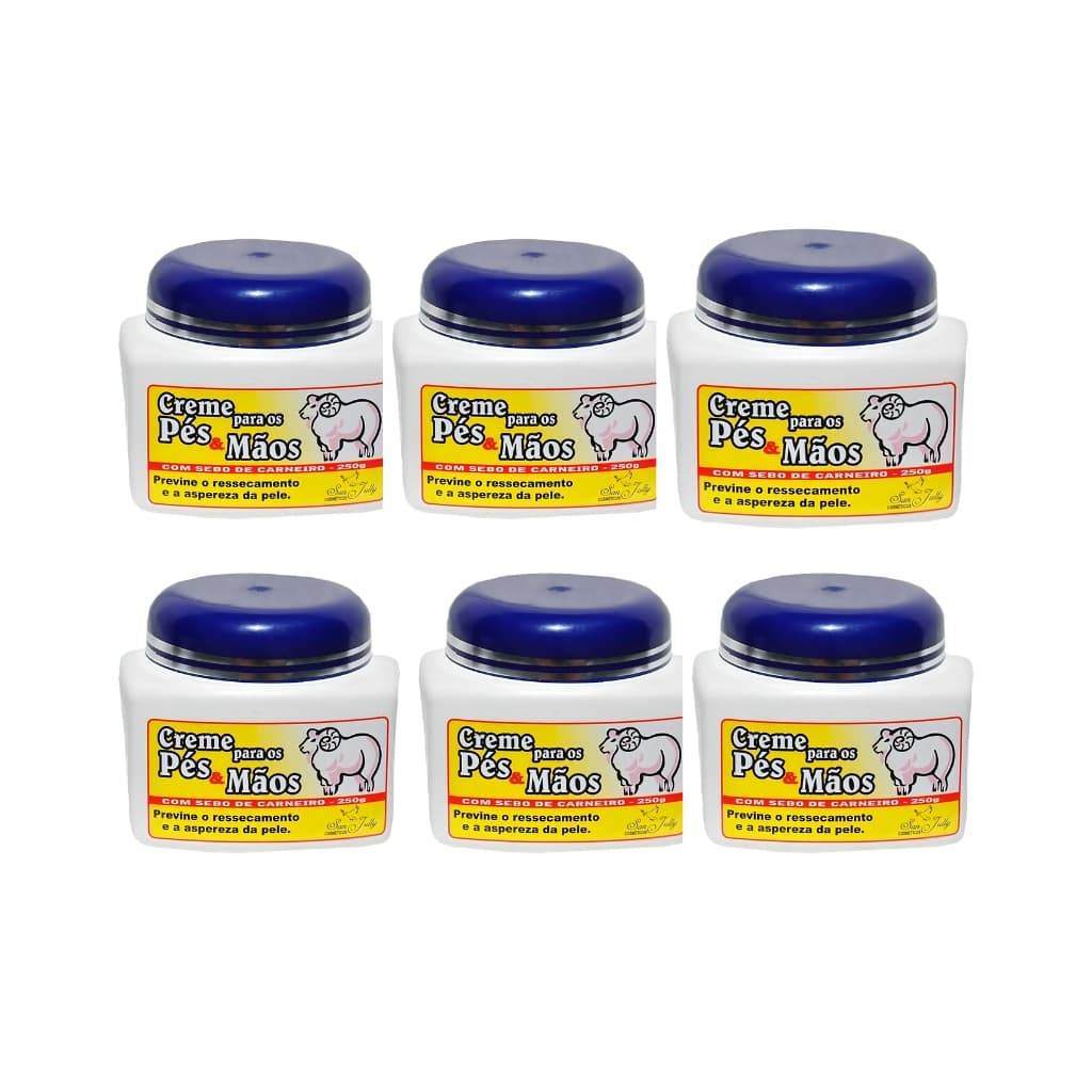 Creme para as Mãos e Pés Com Sebo de Carneiro 240g Kit com 6 unidades