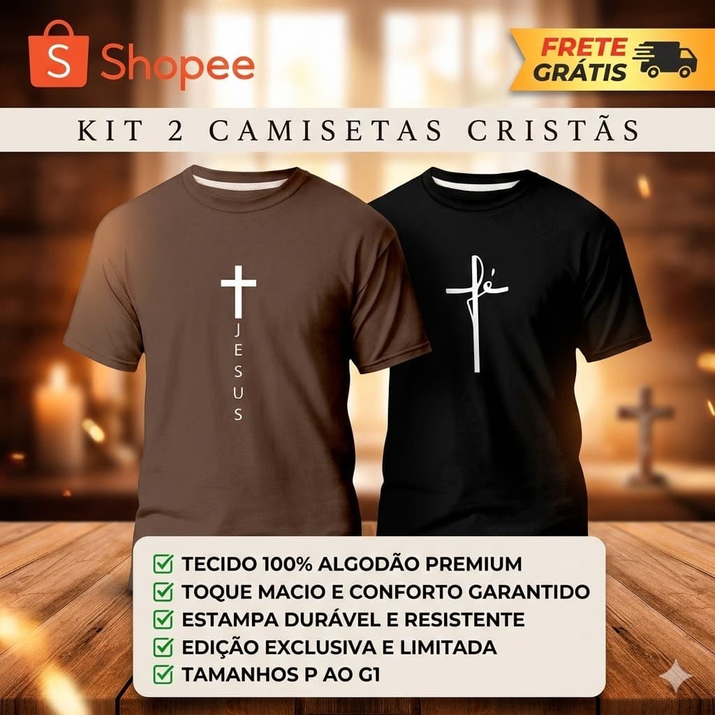 kit 2 Camiseta Básica Camisa Nossa Senhora Algodão Católico Religião Blusa Várias Cores