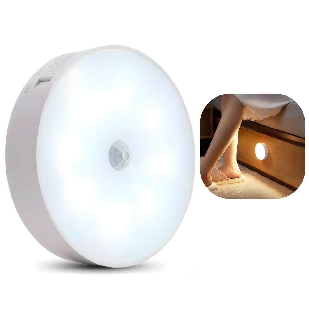 Luminária Led Sem Fio Com Sensor Presença Usb Recarregável Luz Quente e Fria