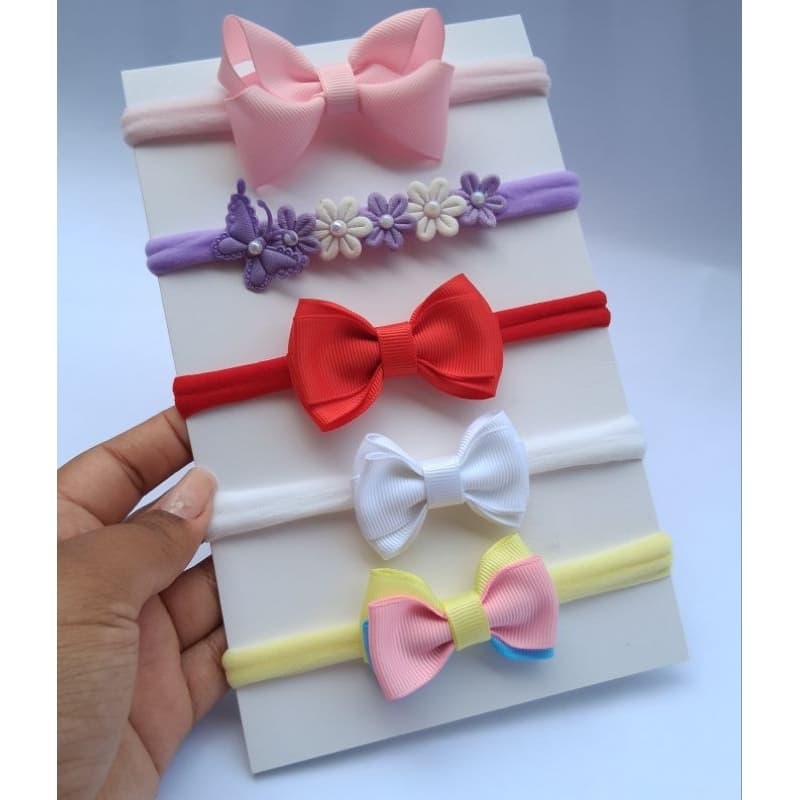 kit maternidade bebês 5 faixinhas/tiaras RN