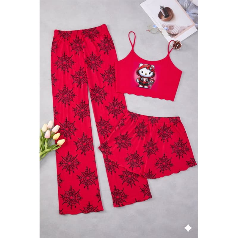 pijama calça kit 3 pecas cropped roupa de dormir verão 2026 suede confortável
