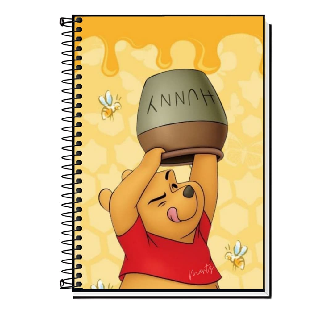 Caderno Escolar  Capa Dura - Ursinho Pooh 1, 10, 15 e 20 Matérias Universitário.