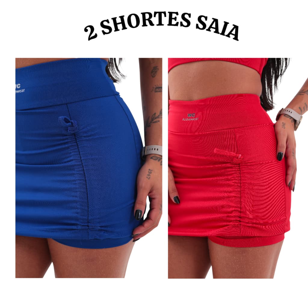 Kit 2 Shortes Saia Feminino ZERO Transparencia Varias Cores Suplex Confortavel