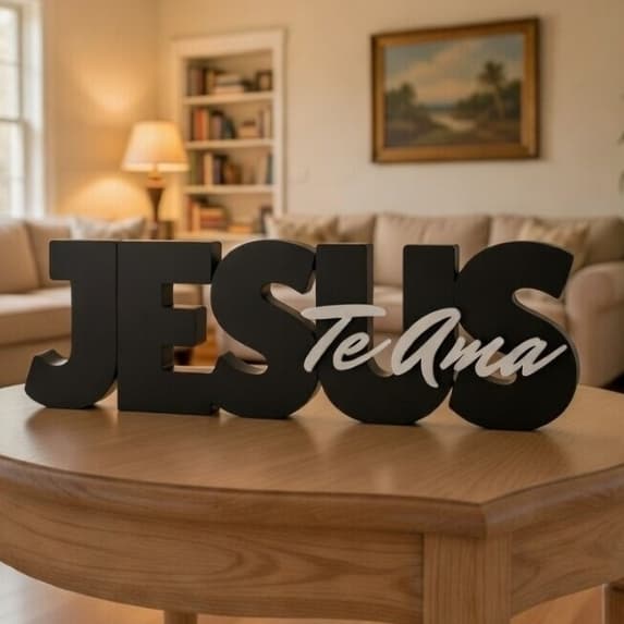Placa Decorativa Jesus Te Ama 3D – Decoração Evangélica para Casa