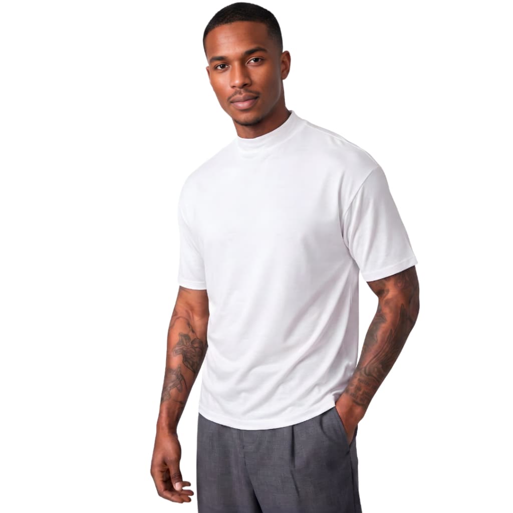 Camiseta Masculina Gola Alta Malha Viscolycra Manga Curta Cacharrel Classica