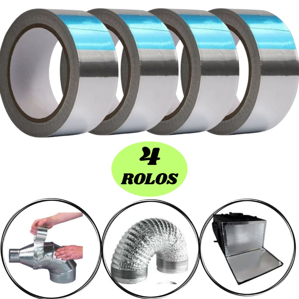 4 FITA 120 METROS ISOLAMENTO TERMICO AR QUENTE E FRIO, CAIXA DE ISOPOR, ADESIVO, FITA ALUMINIZADA