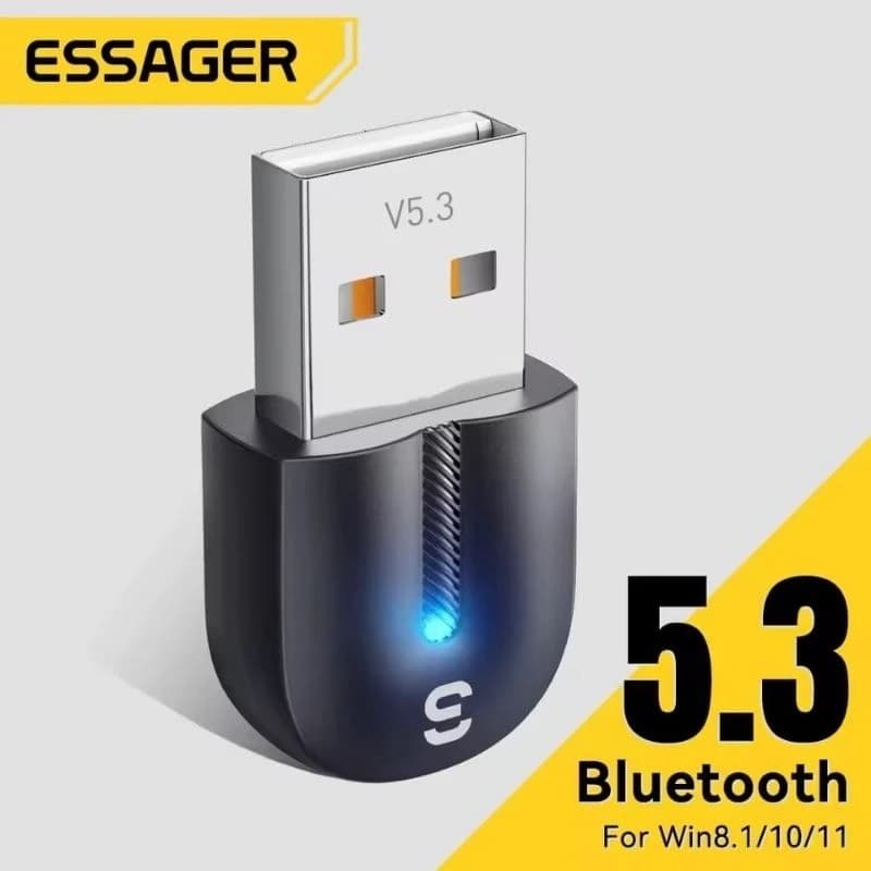 Adaptador Bluetooth Essager USB 5.3 Computador Windows Fone de Ouvido Teclado Mouse