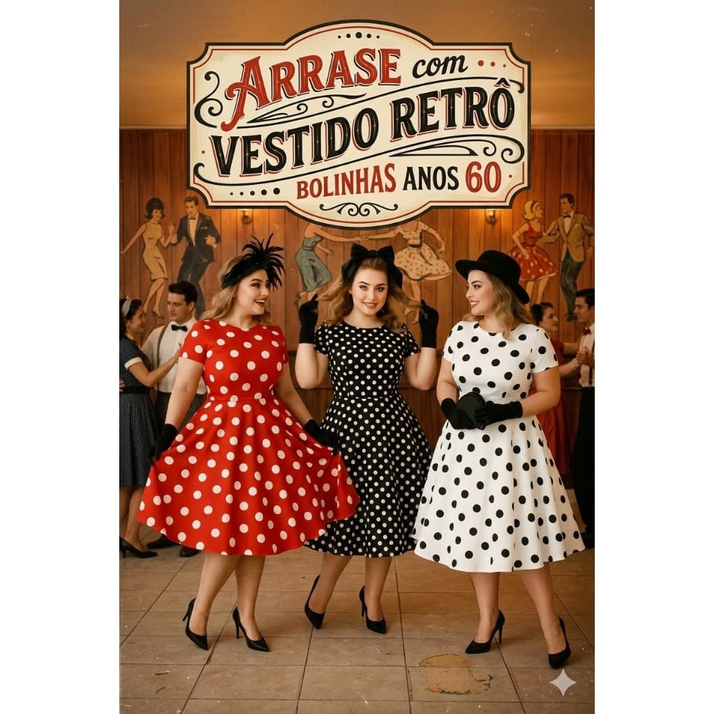Vestido Retrô Vintage Bolinhas Poá Anos 60 Rodado Elegante Festa Casamento Convidada estilo Camponesa