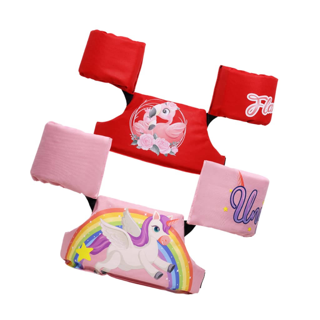Kit 2 Boia Infantil FLAMINGO e PONEI Colete Salva Vidas Com Braçelete e Trava de Segurança idade 1-6