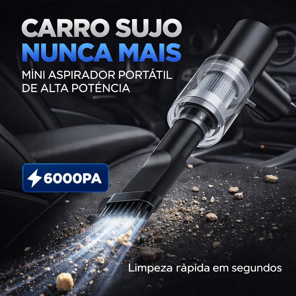 Mini Aspirador Automotivo Portátil Recarregável Sem Fio Aspirador de Pó Carro Potente Compacto