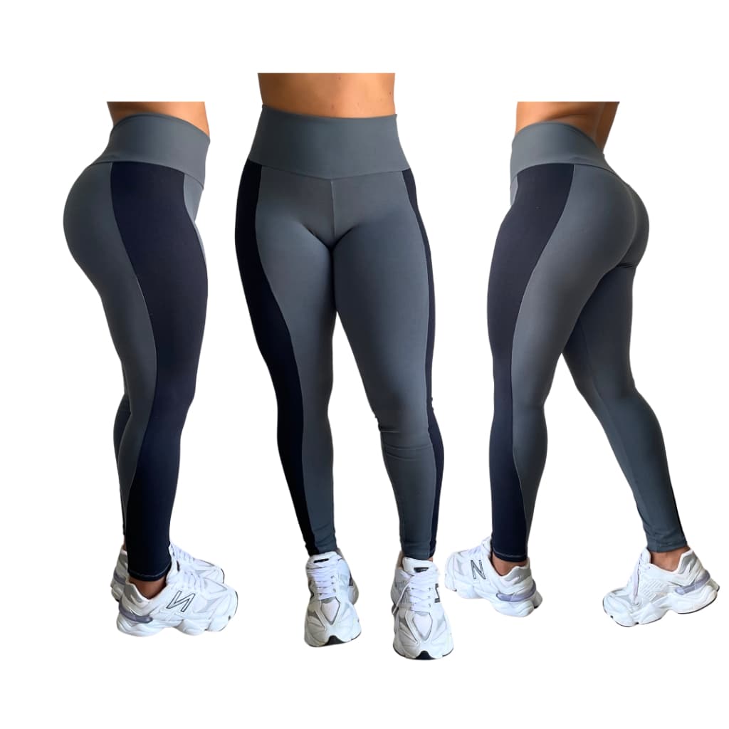 Calça Legging Feminina Academia Cintura Alta Fitness Compressão Treino Recorte Lateral Esportiva