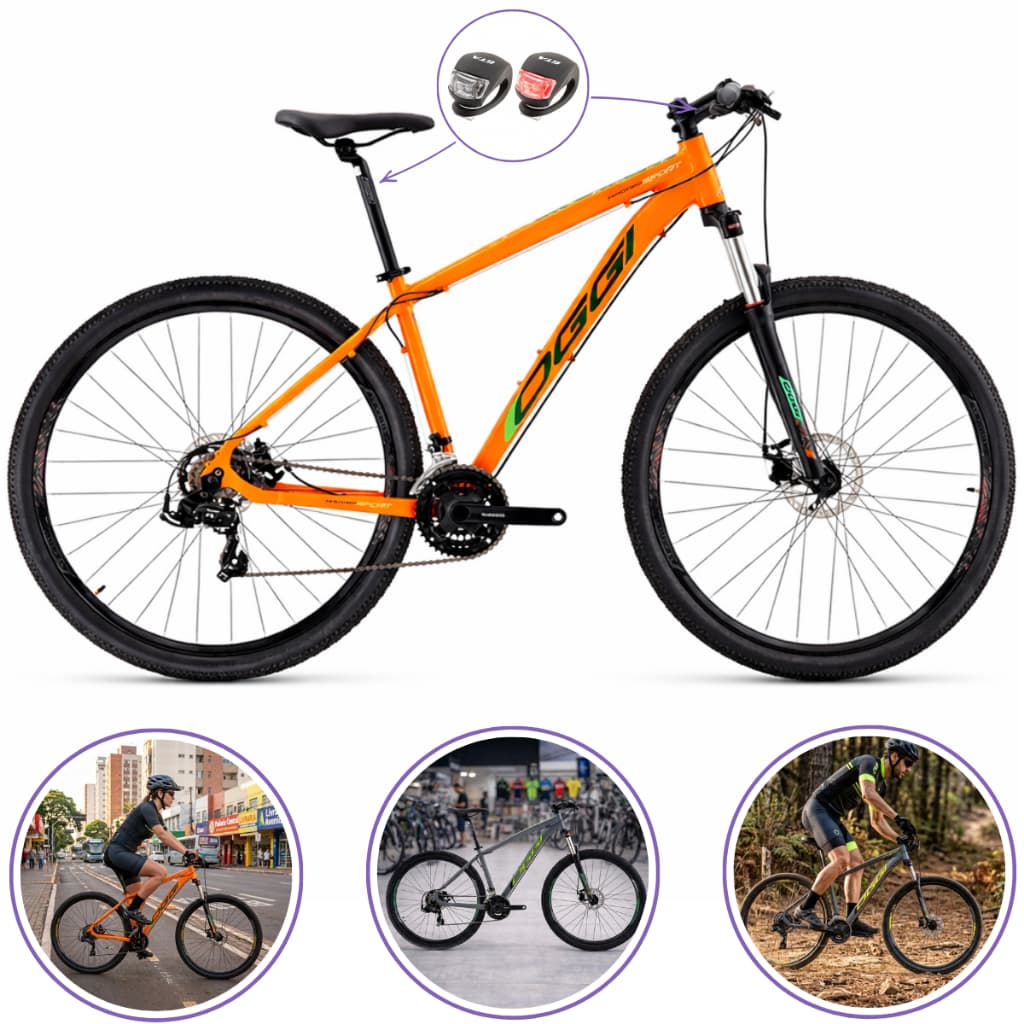 Bicicleta Oggi Hacker Sport 2024 Aro 29 21 Velocidades Tam 17 Cores Diversas + Sinalizador Noturno