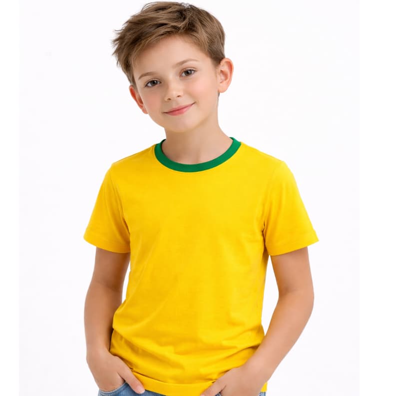 Camiseta Brasil Infantil Copa Jogos 100% Algodão Unissex Torcedor Brasileiro