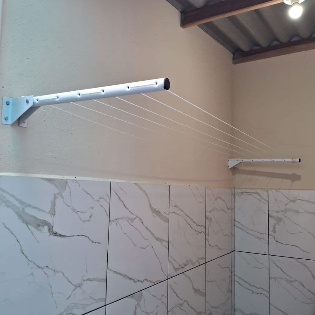 VARAL RETRÁTIL PAREDE BASCULANTE MURO 6 CORDAS TOTAL 18M AÇO RESISTENTE
