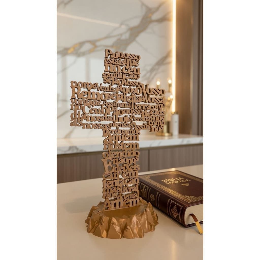 Cruz Pai Nosso Decorativa 20cm | Oração Pai Nosso Completa | Cruz Religiosa Cristã | Decoração para Casa