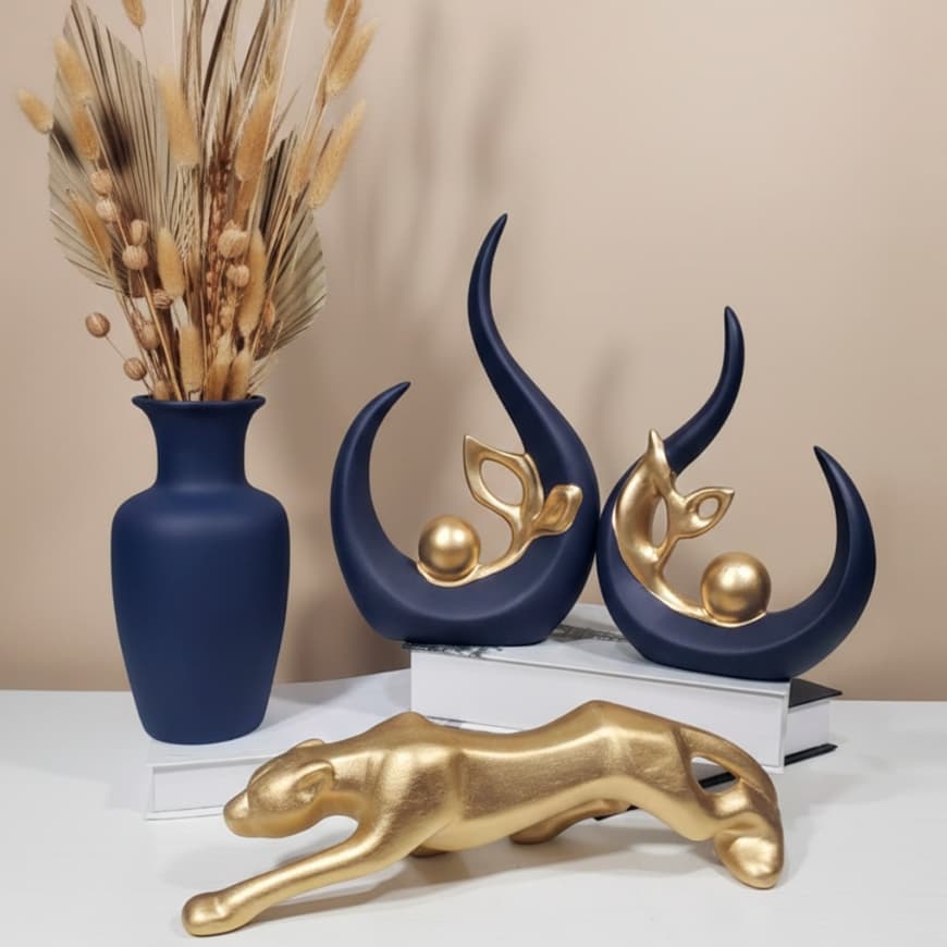 Enfeites Pantera Cerâmica Vaso Colorido Kit Decorativo Mesa Rack Sala Aparador Casa Decoracao Quarto
