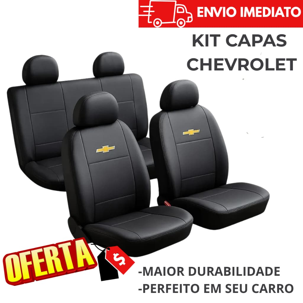 Capa de Banco Chevrolet Kit Completo Corsa Celta Classic Prisma Onix Universal Preto Envio Imediato