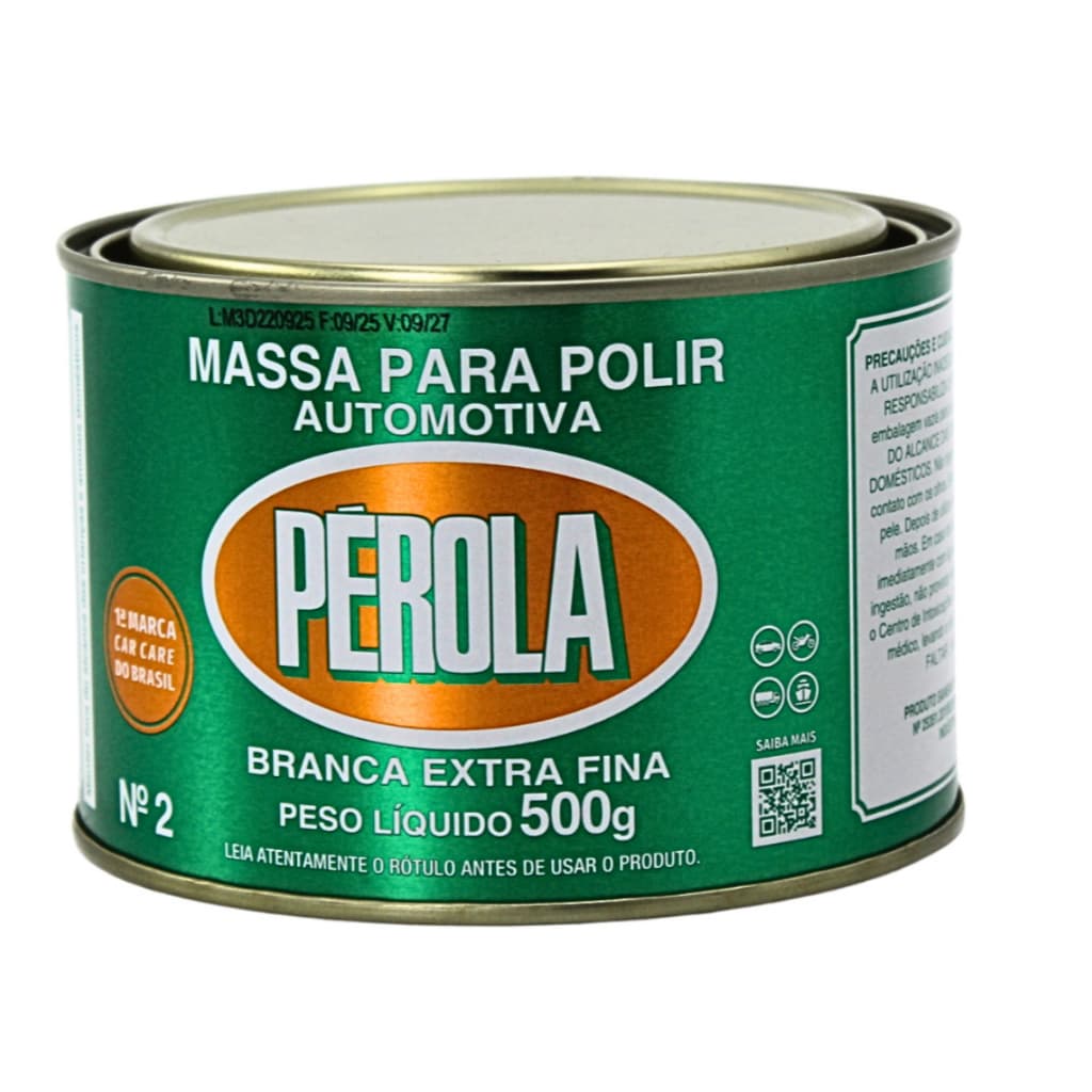 Massa de Polir Automotiva Pérola Nº2 Extra Fina Branca