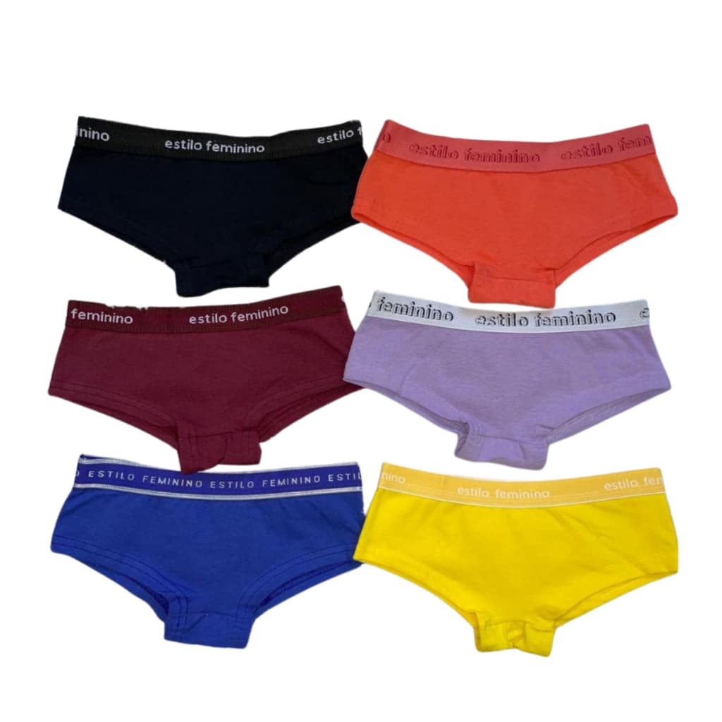 Kit com 8 Calcinha Box Infantil Conforto Lisas Calcinha Infanto Juvenil Diversas Cores