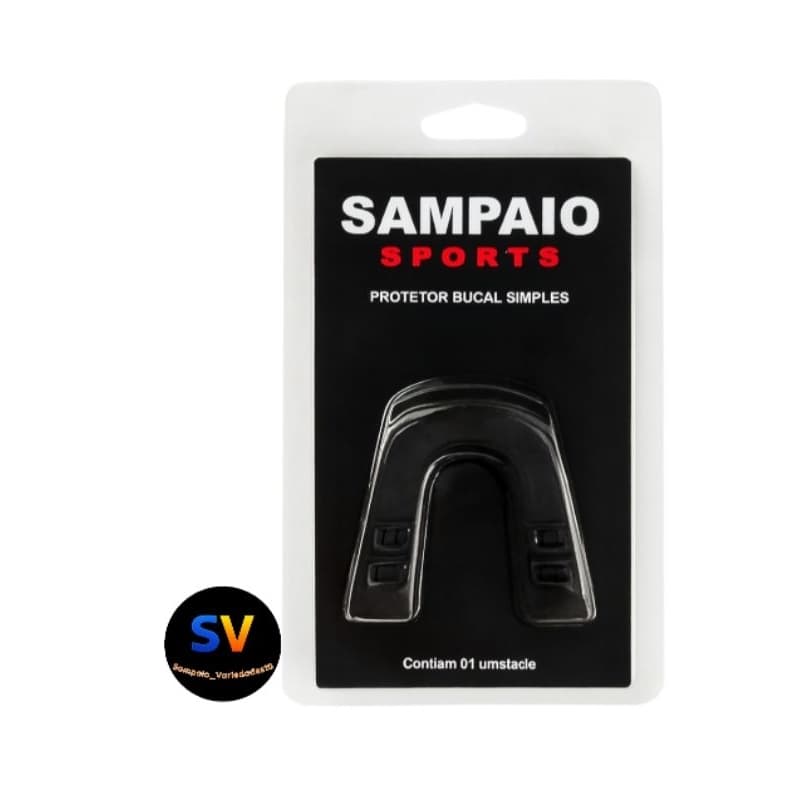 01 Protetor de Boca Simples Moldável Sampaio Sports - Preto