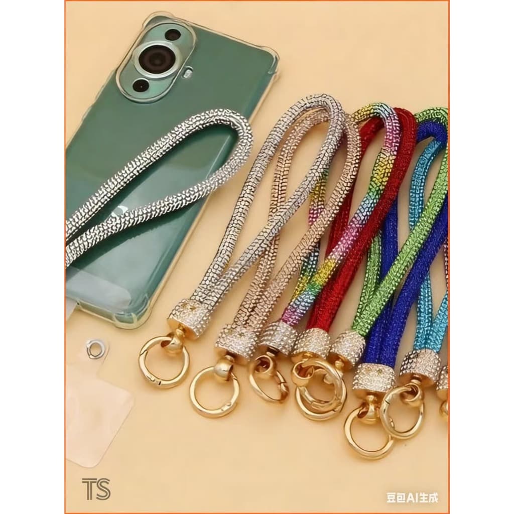 ✨ Cordão de Celular com Strass Brilhante & Bling - Design Exclusivo Pulseira Curta