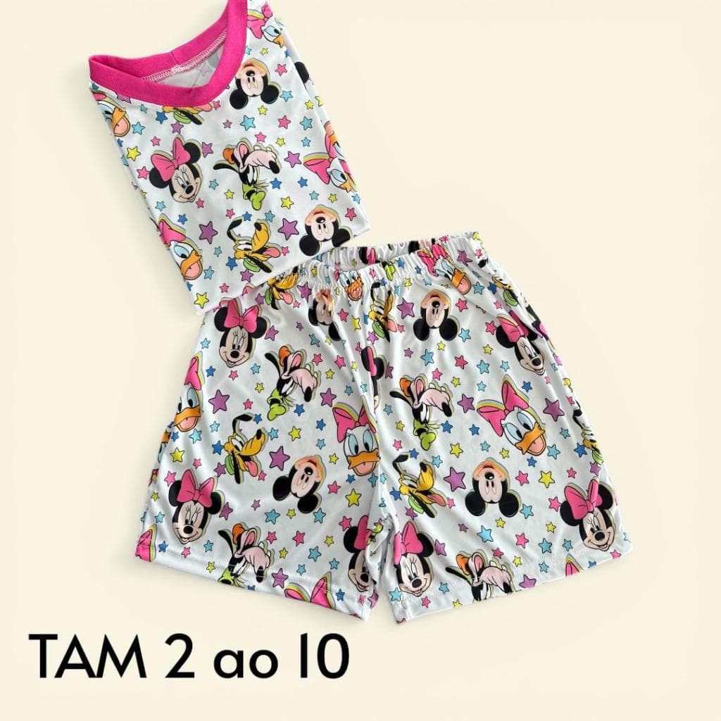 Conjunto Infantil Menina Verão 3 em 1 (Passeio, Dia a Dia e Dormir) - Tam 2 ao 10