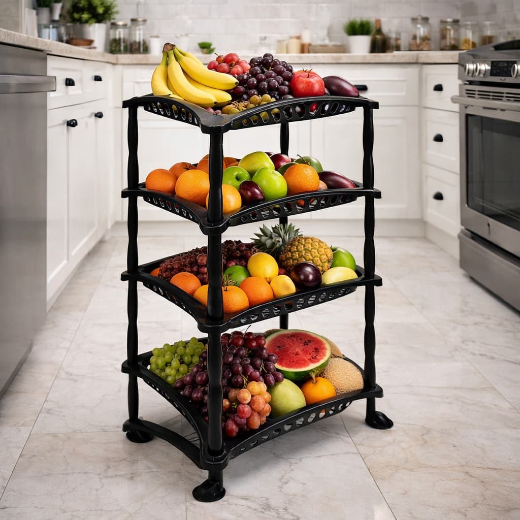 Organizador Vertical 4 Andares Multiuso Fruteira Salão de Beleza Mecânica Costura Manicure Preto