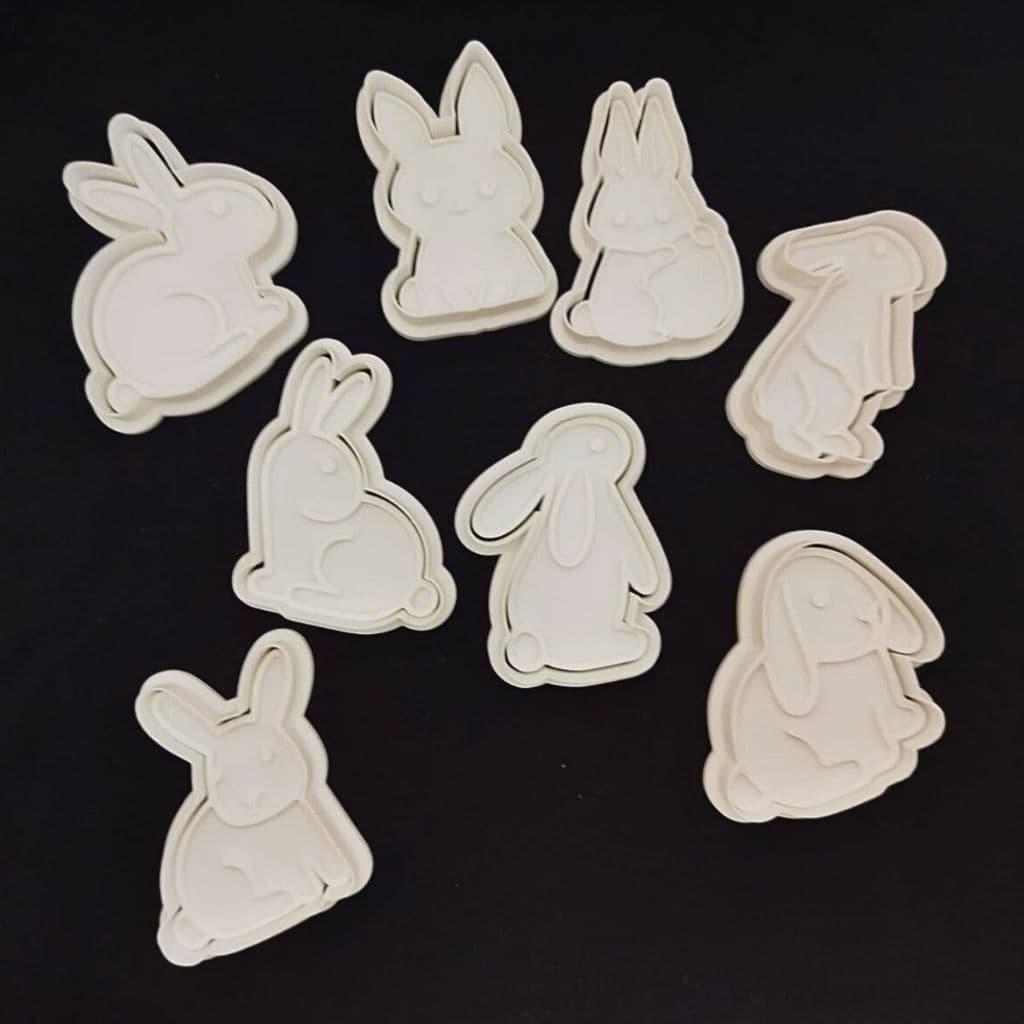 Kit 8 Cortadores Coelho Páscoa Para Biscoitos Decorados