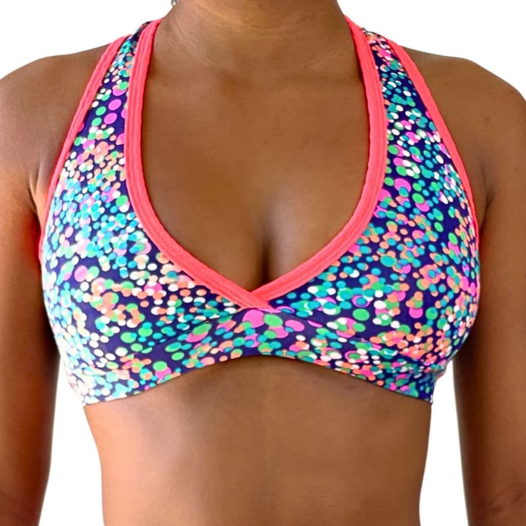 Top Feminino Estampado Colorido Sem Bojo Fixo Moda Fitness Academia Confortável